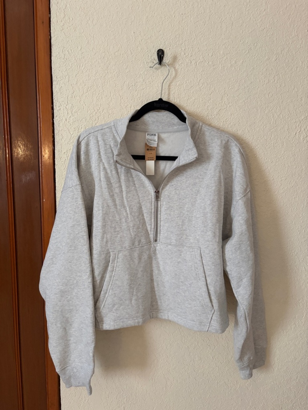 PINK Victoria's Secret Light Gray Half-Zip Sweater